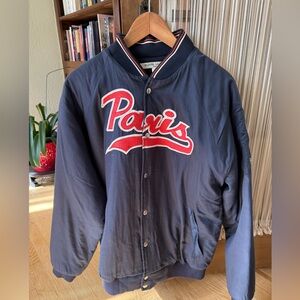 Oversized Navy Quilted Bomber Jacket “PARIS” - Size 0